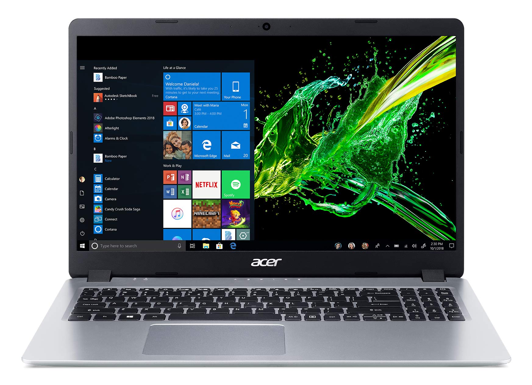 acer Aspire 5 Slim Laptop, 15.6 inches Full HD IPS Display, AMD Ryzen 3 3200U, Vega 3 Graphics, 4GB DDR4, 128GB SSD, Backlit Keyboard, Windows 10 in S Mode, A515-43-R19L, Silver - Image 6